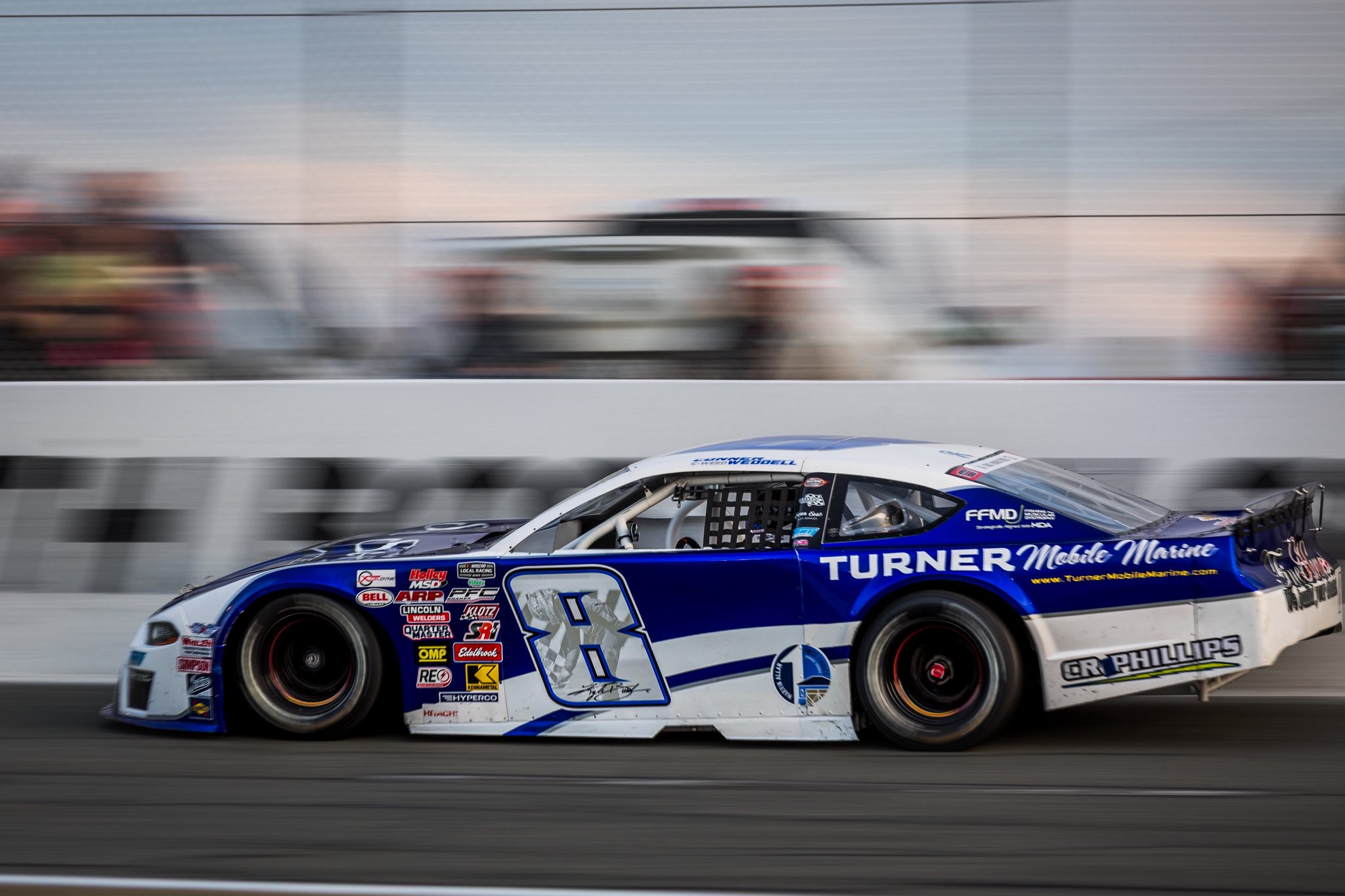 C-Weed's #8 late model at dusk