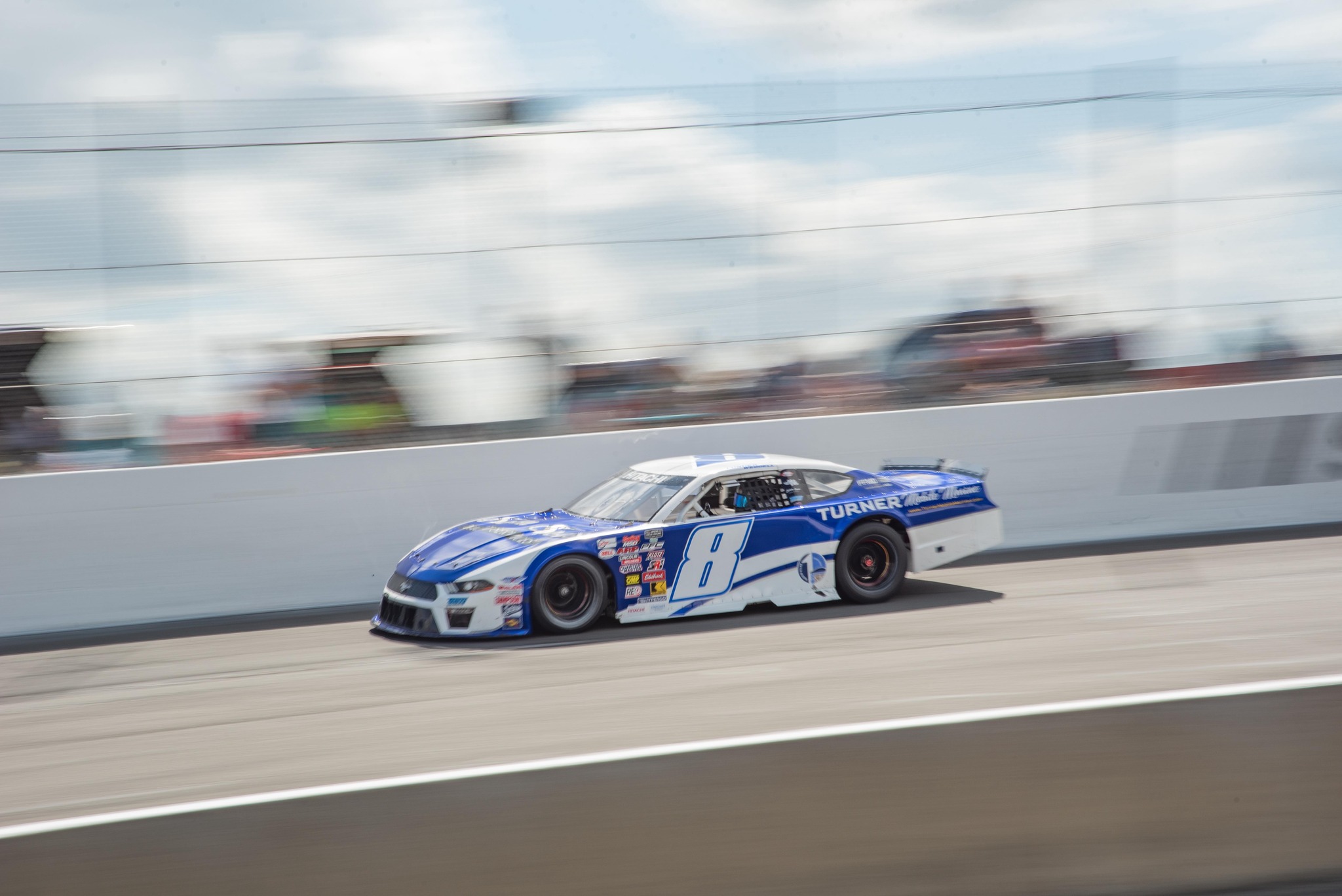 Front view of the #8 on track